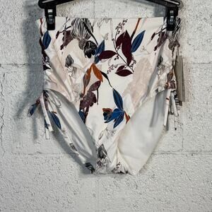 CALIA Women's High Waisted Ruched Side Tie Swim Bottoms  Multi XS